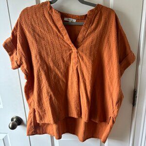 Madewell Lakeline Popover Shirt in Clip-Stripe - Orange